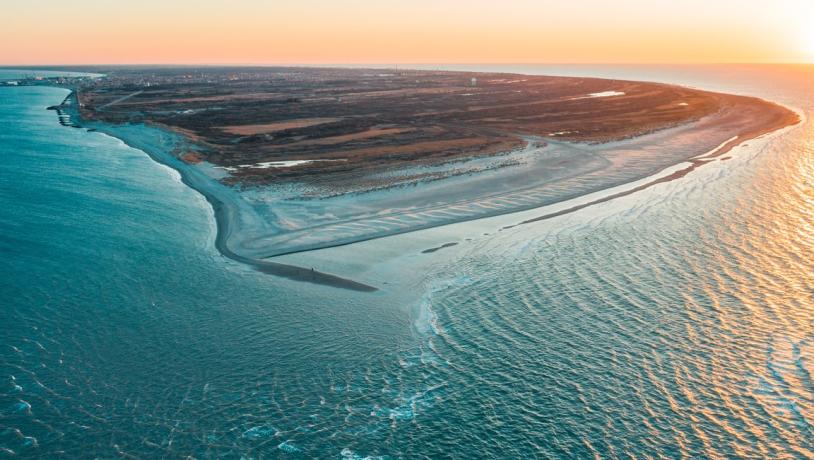 Drone photo of Grenen in Skagen, North Jutland