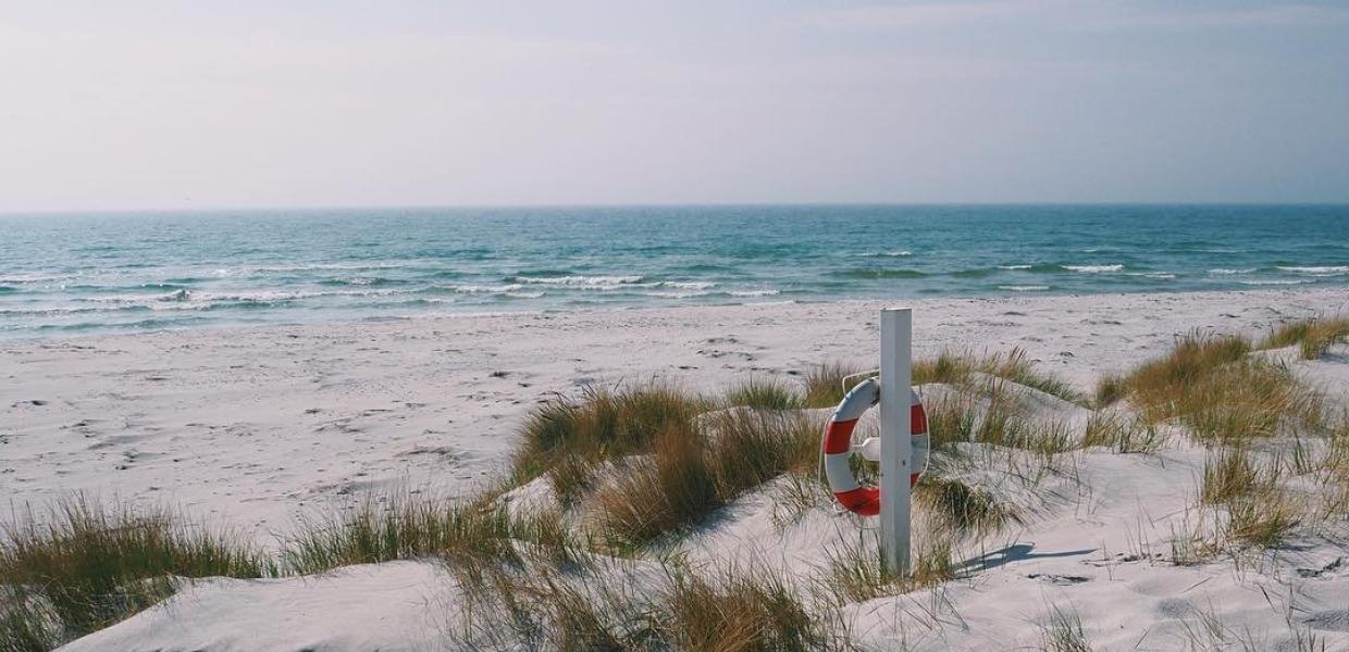 Havet og Dueodde strand på Bornholm