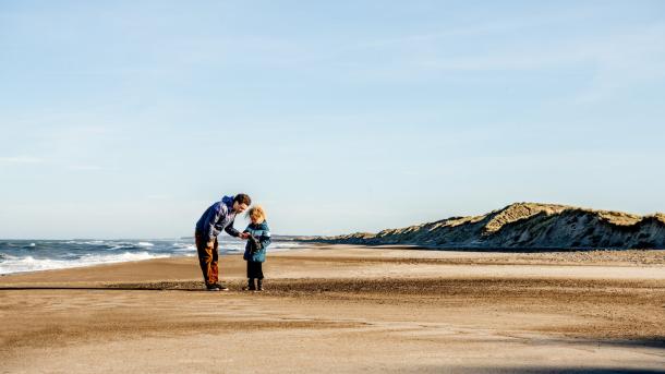 Family on the beach in Klitmøller, North Jutland