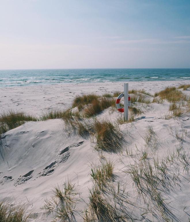 Havet og Dueodde strand på Bornholm