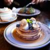 A stack of pancakes at Granola Cafe, Copenhagen, Denmark