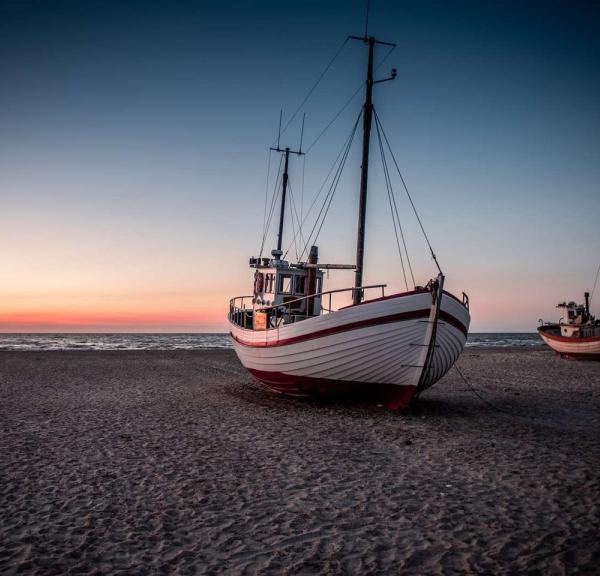 Båt på stranden i Nordjylland