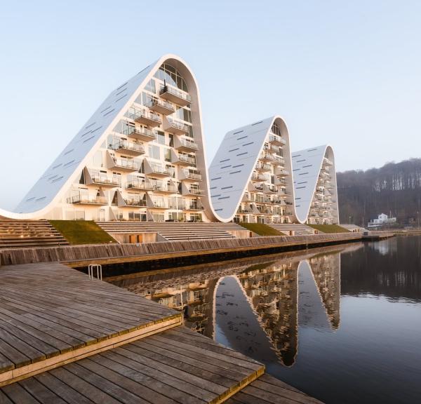 Apartment building "Bølgen" (The Wave) in Vejle, East Jutland in Denmark