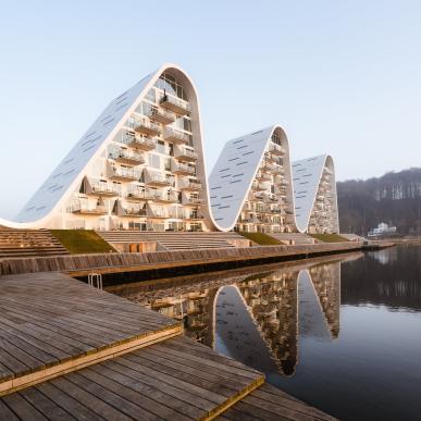 Apartment building "Bølgen" (The Wave) in Vejle, East Jutland in Denmark